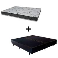 Cama Box Queen 158 Tecido Sintético Preto Com Colchão Miller - 100% Espuma - D33 Cinza 54x158x198 - 1