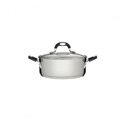 Caçarola Tramontina Rasa Astro Silicone Aço Inox Com Tampa De Vidro 16cm