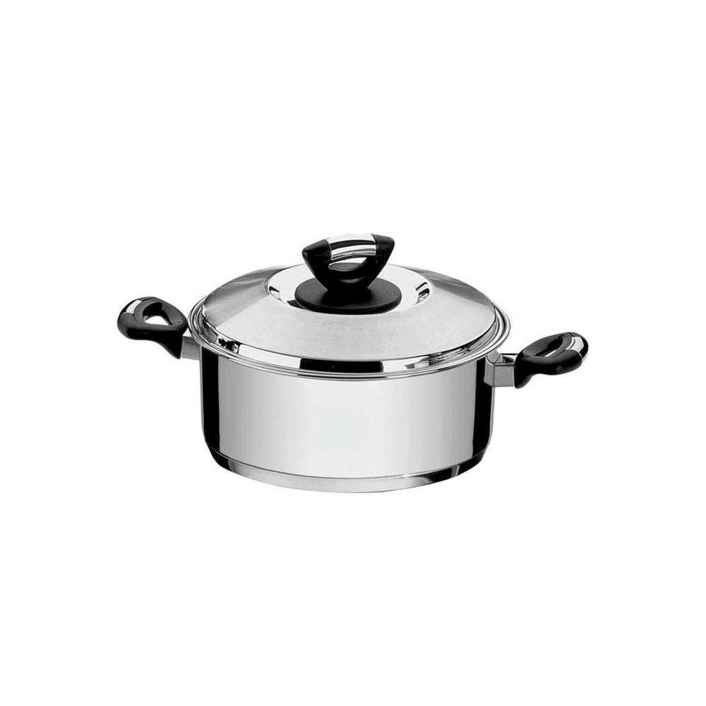 Caçarola Tramontina Solar Baquelite Rasa Em Aço Inox Fundo Triplo Com Tampa Alças De Baquelite 20 Cm Tramontina - 1