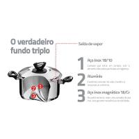 Caçarola Tramontina Solar Baquelite Rasa Em Aço Inox Fundo Triplo Com Tampa Alças De Baquelite 20 Cm Tramontina - 5
