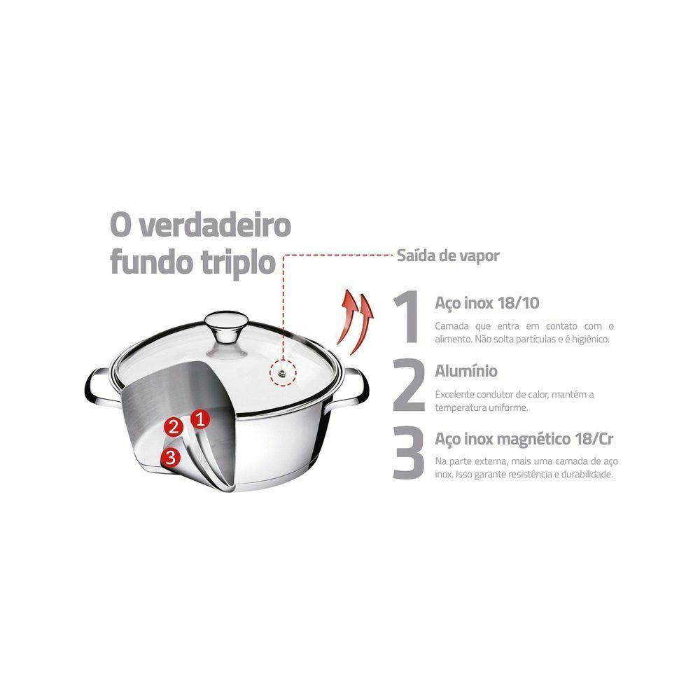 Caçarola Rasa Tramontina Allegra Em Aço Inox Com Fundo Triplo 24 Cm 4,2 L Tramontina - 6