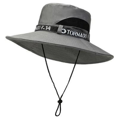 Chapéu Australiano Pescador Canavieiro Respirável Protetor Solar Pesca Trilha Camping Cinza
