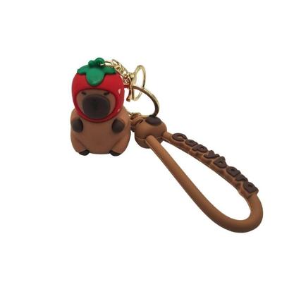 Chaveiro Pingente Capivara Emborrachado Brinquedo Decorativo Escolar Mochila Estojo Bolsa