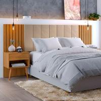 Cabeceira Queen Extensivel Estofada Com Mesa De Cabeceira - 2