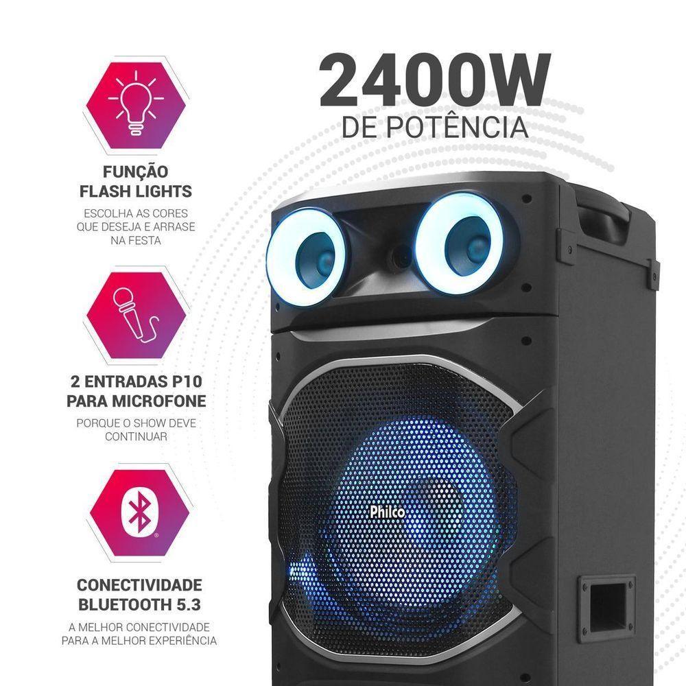 Caixa de Som Amplificada Philco Flash Lights 2400W PCX24000 Bivolt - 3