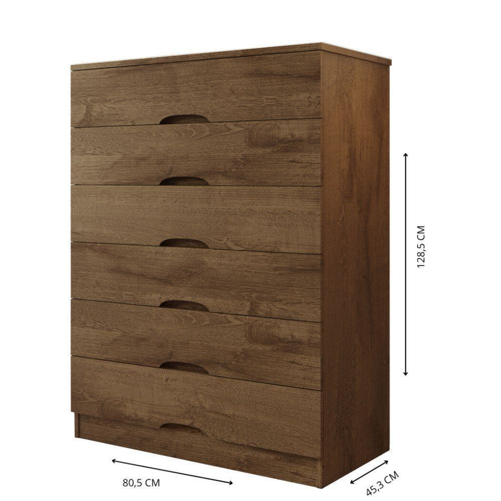 Cômoda 6 Gavetas Sevilha Mademarcs Brauna - 3