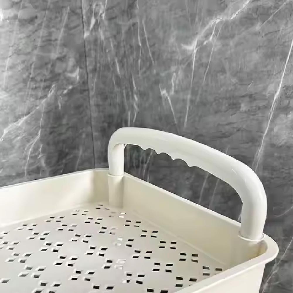 Carrinho Organizador 3 Prateleiras Multiuso Auxiliar Papelaria Cozinha Banheiro Escritorio Gancho Rodinhas Branco - 5