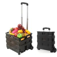 Carrinho Compras Dobravel 45kg Transporte Cesto Multiuso Tampa Feira Ferramentas Roda Vira Maleta - 3