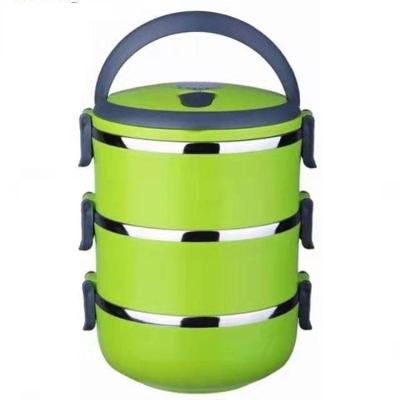 Kit Marmita Fitness Tripla Inox Marmiteira Termica Hermetica 3 Compartimentos Potes Lunch Box Alca