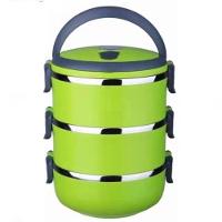 Kit Marmita Fitness Tripla Inox Marmiteira Termica Hermetica 3 Compartimentos Potes Lunch Box Alca - 1