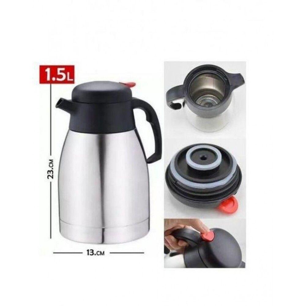 Garrafa Termica Inox Jarra Bule Cafe Cha Isotermica Grande 1500ml Tipo Jarra 1.5l Quente Gelada Bebida - 1