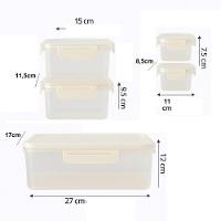 Kit 5 Potes Hermeticos Organizador Trava Lateral Geladeira Multifuncional Cesto Separador Agua Marmita Maleta Alca Livre - 9