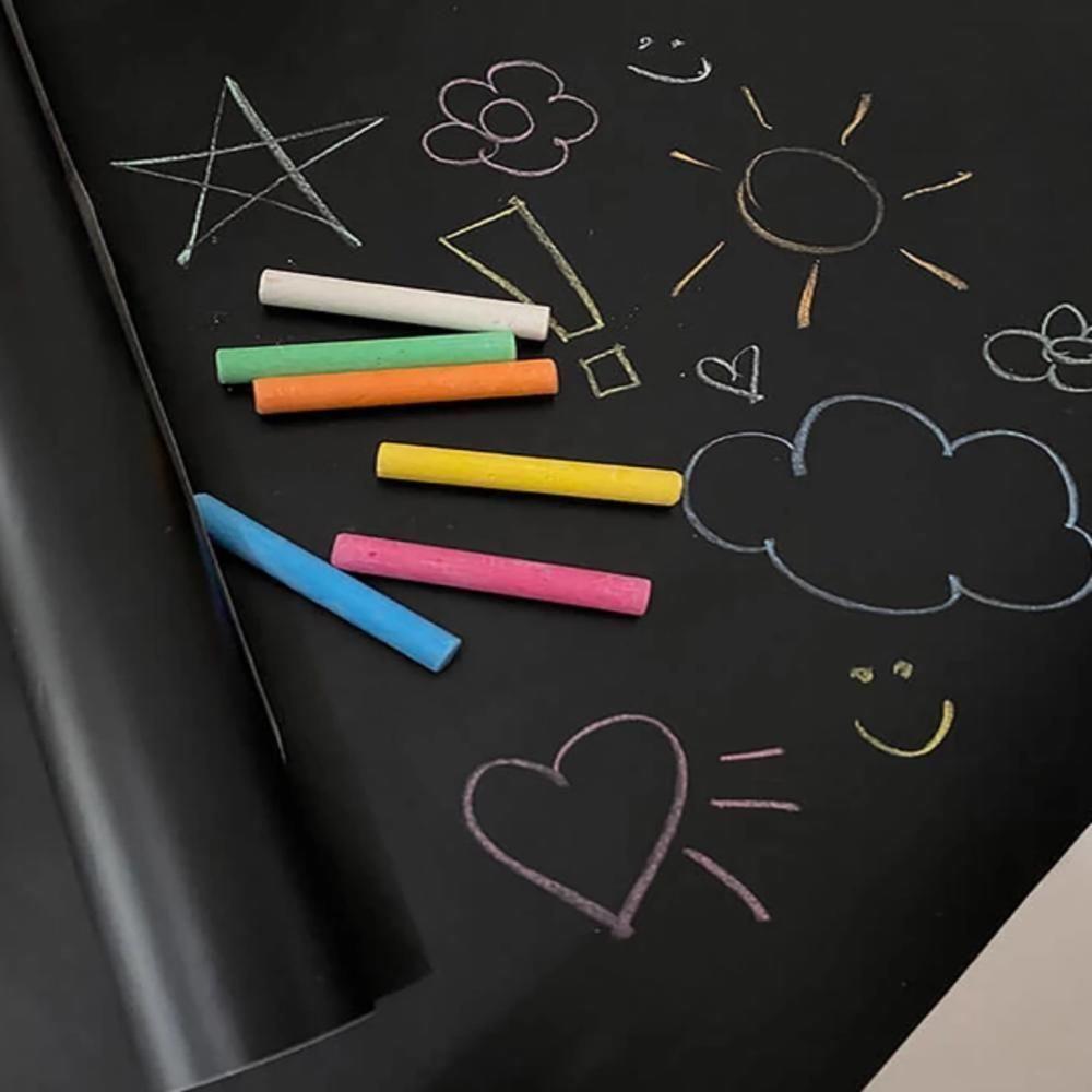Adesivo Lousa Quadro Negro 1 Metro Papel Parede Contact Kit Completo Giz 1m X 45cm Preto Lavavel Escola - 7