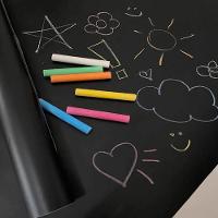 Adesivo Lousa Quadro Negro 1 Metro Papel Parede Contact Kit Completo Giz 1m X 45cm Preto Lavavel Escola - 7