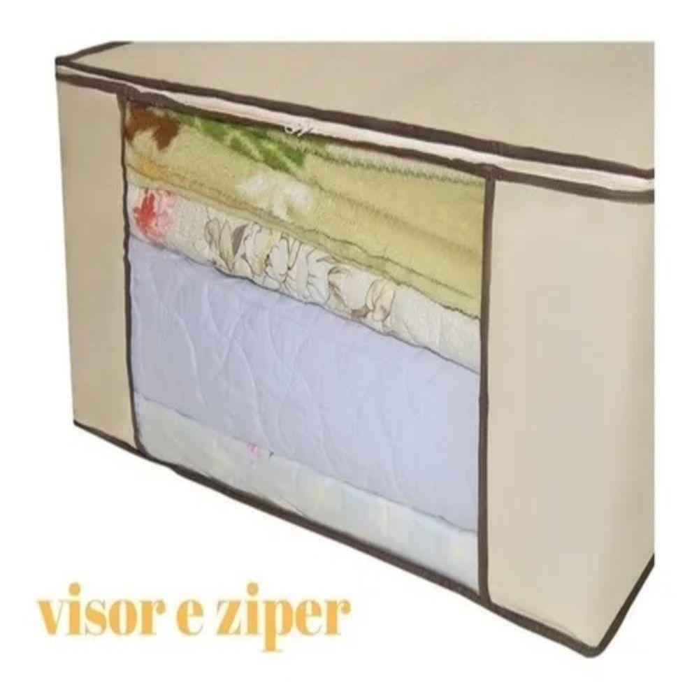 Caixa Organizador Roupas Flexivel Ziper Multiuso Guarda Roupa Cama Edredom Closets Saco 45x30x20cm - 3