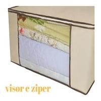 Caixa Organizador Roupas Flexivel Ziper Multiuso Guarda Roupa Cama Edredom Closets Saco 45x30x20cm - 3