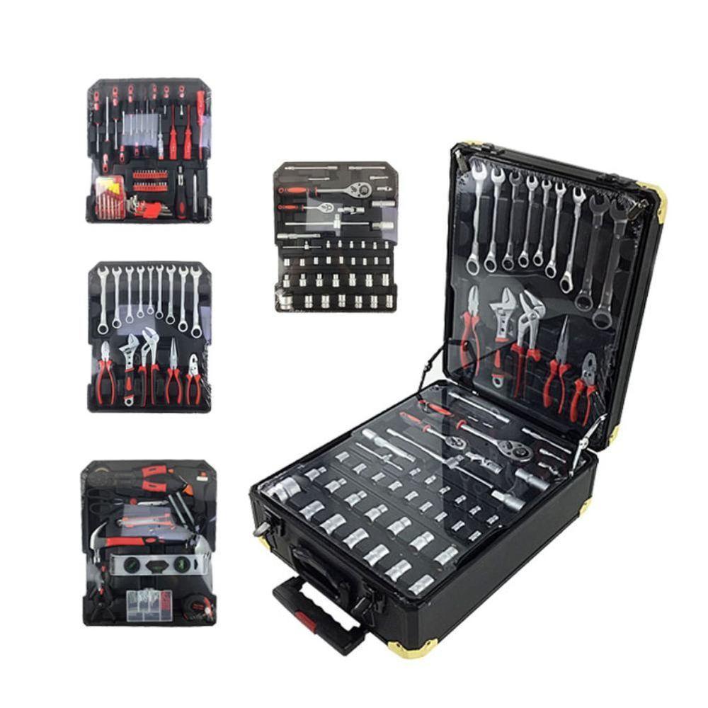 Maleta Jogo Ferramentas 199 Pecas Aluminio Carrinho Profissional Mala Rodinhas Cromo Cromo Vanadio Alicates Soquetes Bit - 1