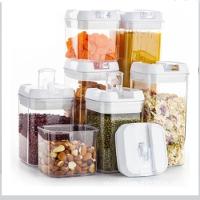 Kit 7 Potes Hermetico Completo 35 Adesivos Conjunto Profissional Cozinha Acrilico Alimentos Organizacao Cozinha Freezer - 2