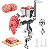 Maquina Moer Carne Moedor Faz Linguica Funil Profissional Hamburguer Kit Completo 3 Acessorios Aluminio Manual Embutidos - 7