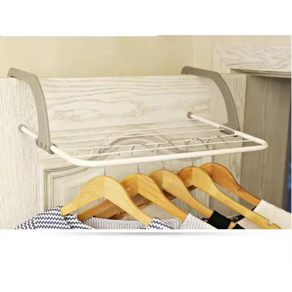 Varal Portatil De Porta Janela Sacada Apartamento Suporte Seca Roupa Dobravel 5 Varetas Pratico Metalico Branco - 9