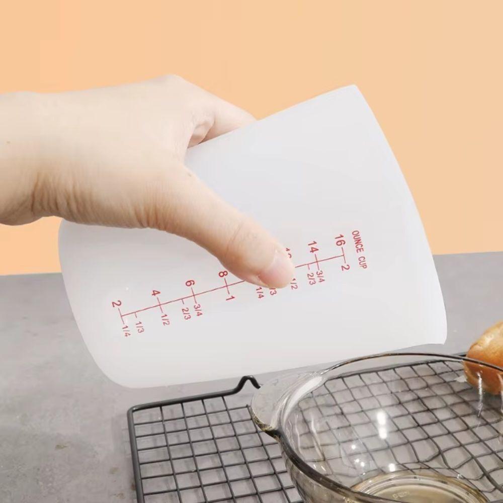 Copo Medidor Dosador Silicone Flexivel Jarra Medidora Graduado 500ml Quimica Confeitaria Xicara Cozinha Culinaria Multiu - 8