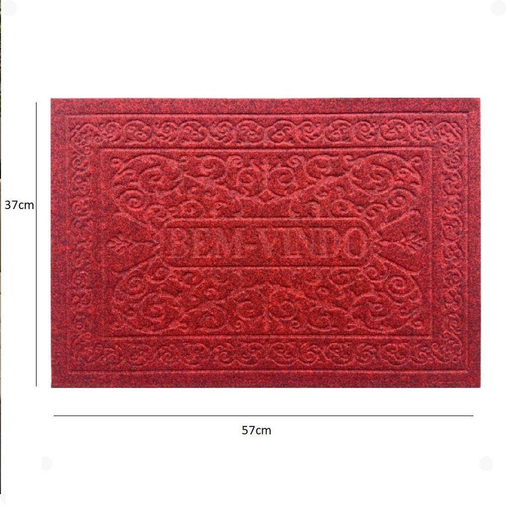 Tapete Porta Entrada Casa Comercio Capacho Veludo Base Antiderrapante Impermeavel Vermelho - 8