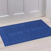 Capacho Porta Entrada Chao Varanda Jardim Tapete Antiderrapanete Macio Base Pvc Casa Luxo Azul