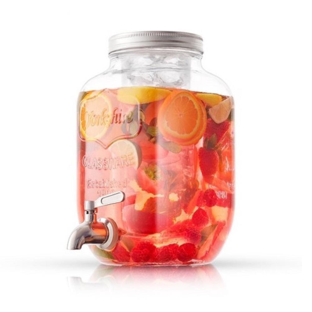 Suqueira De Vidro Com Suporte Ferro Metal 4 Litros Dispenser Diamond Luxo Bebidas Retro Agua Suco Refresqueira Festa Bar - 2