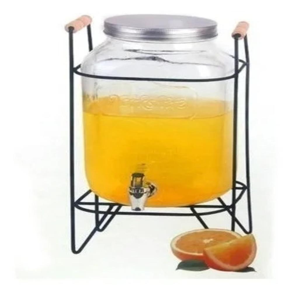 Suqueira De Vidro Com Suporte Ferro Metal 4 Litros Dispenser Diamond Luxo Bebidas Retro Agua Suco Refresqueira Festa Bar - 5
