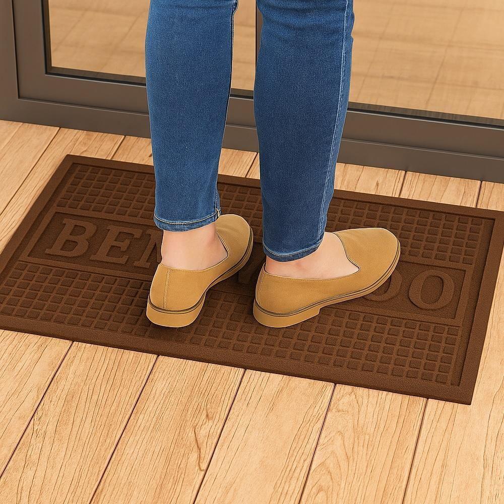 Capacho Emborrachado Aveludado Entrada Porta Loja Apartamento Tapete Antiderrapante Bem Vindo Marrom - 2