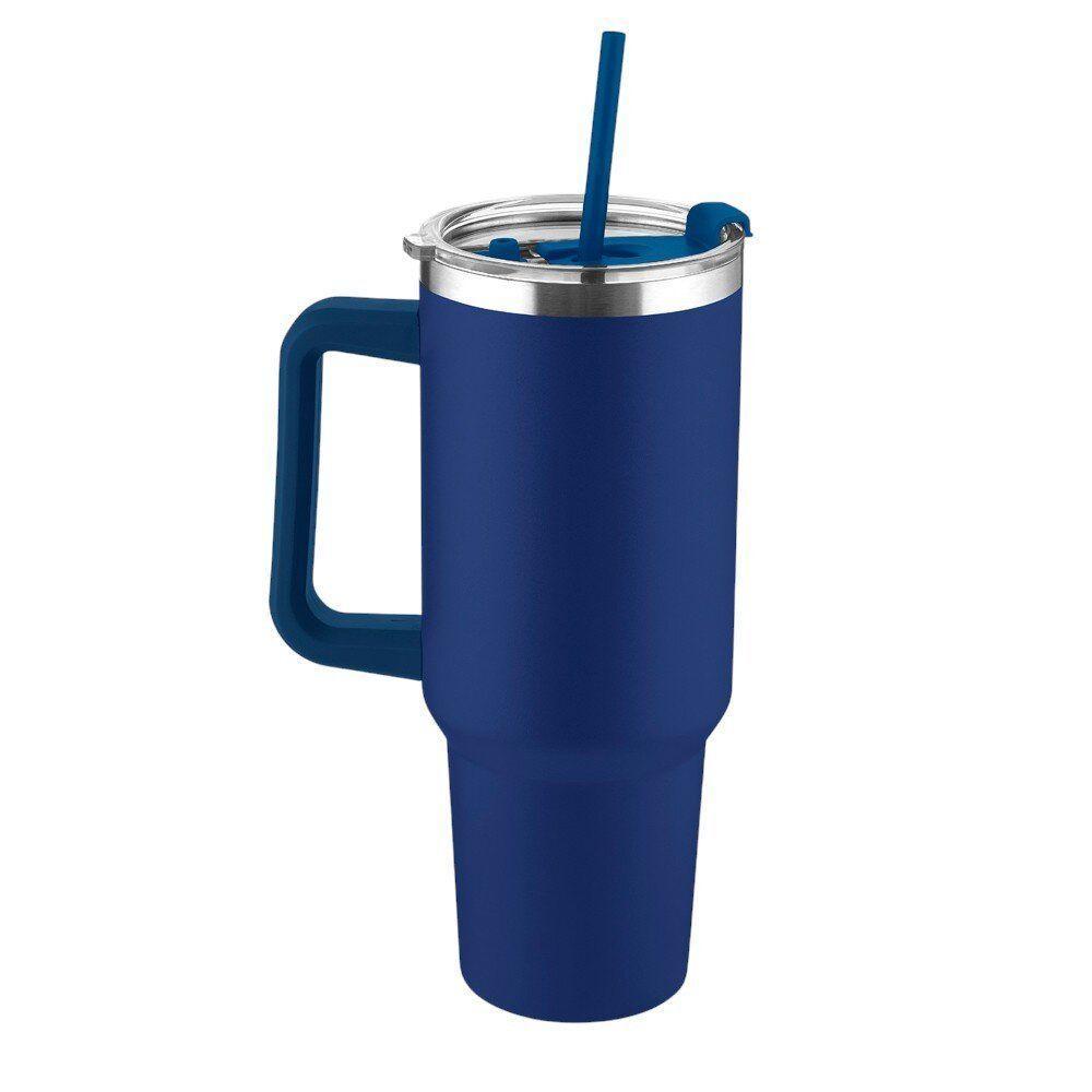 Garrafa Térmica Inox Dupla 1,3l Com Alça E Canudo Azul - Hidratação Sustentável E Elegante - 1