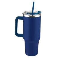 Garrafa Térmica Inox Dupla 1,3l Com Alça E Canudo Azul - Hidratação Sustentável E Elegante - 1