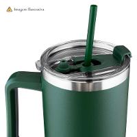 Garrafa Térmica Inox Dupla 1,3l Com Alça E Canudo Azul - Hidratação Sustentável E Elegante - 2