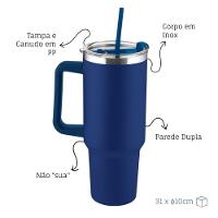 Garrafa Térmica Inox Dupla 1,3l Com Alça E Canudo Azul - Hidratação Sustentável E Elegante - 6