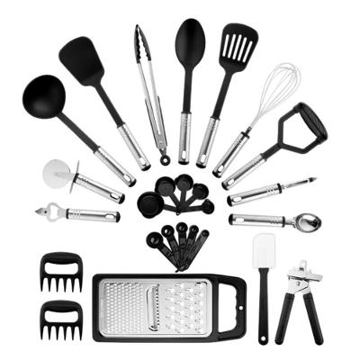 Conjunto Elegante De Utensílios De Cozinha 26 Peças - Preto Sofisticado E Prático