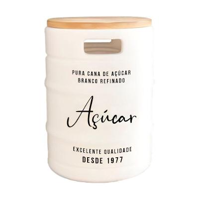 Banco Elegante Barril De Açúcar Com Tampo De Madeira Para Ambientes Externos