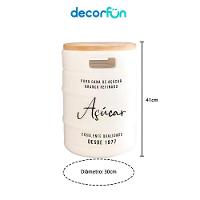 Banco Elegante Barril De Açúcar Com Tampo De Madeira Para Ambientes Externos