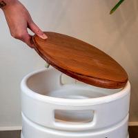 Banco Elegante Barril De Açúcar Com Tampo De Madeira Para Ambientes Externos - 6