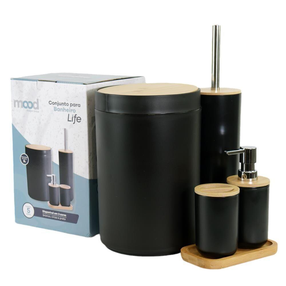 Conjunto Luxuoso De Acessórios Para Banheiro Preto - 5 Peças Elegantes E Funcionais - 3
