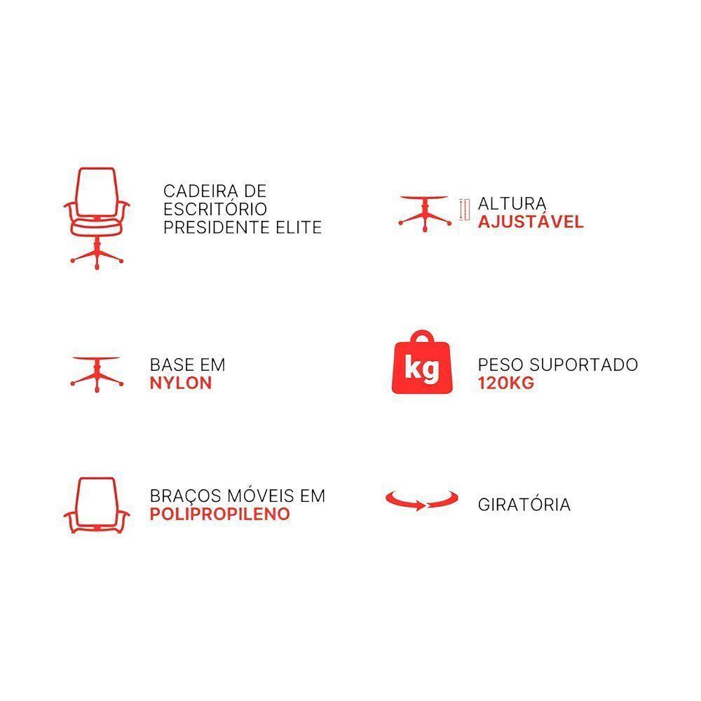 Cadeira Presidencial Elite Com Encosto Ajustável - Sofisticação E Conforto Para Seu Escritório - 2