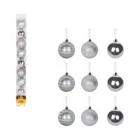 Conjunto Luxuoso De 9 Bolinhas Prateadas Texturizadas Para Um Natal Elegante - 2