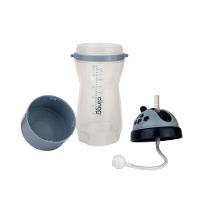 Garrafa Compacta 380ml Antivazamento Com Porta-lanches E Canudo Silicone - Azul Stylish - 2