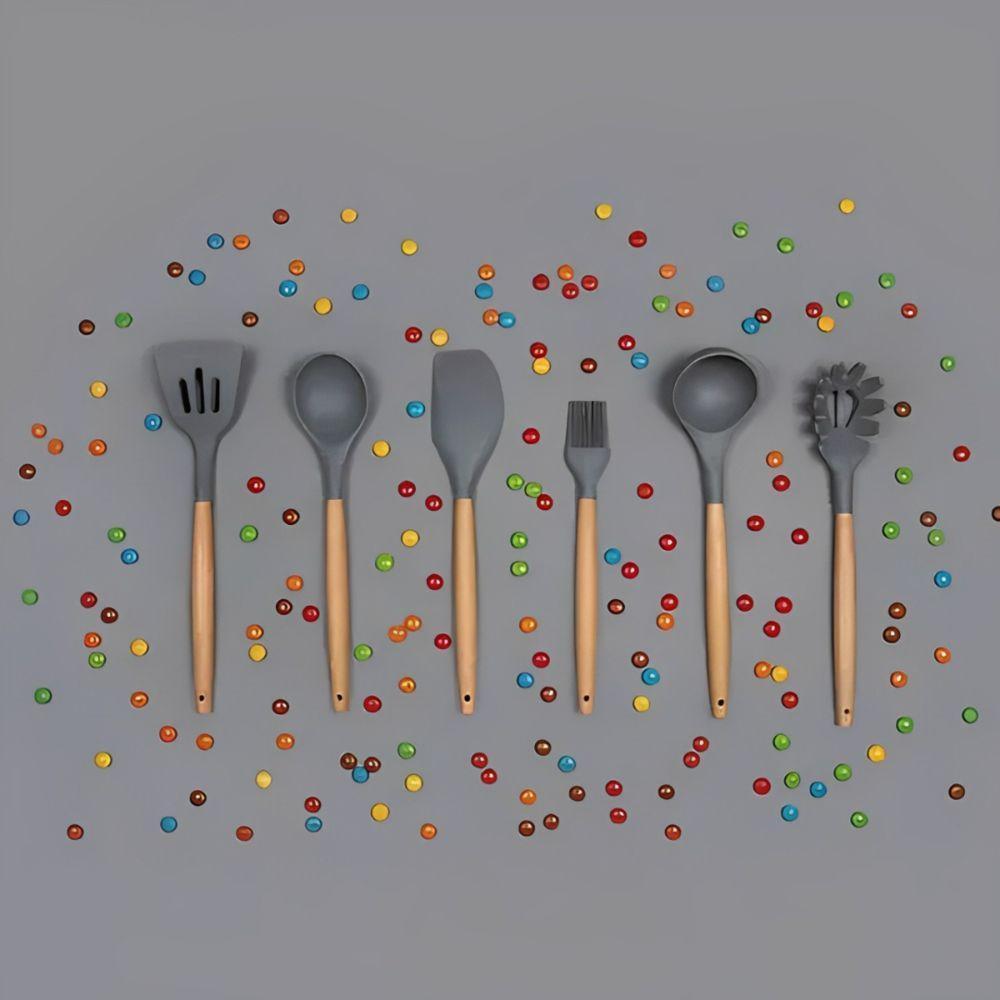 Espátula Elegante De Silicone Com Cabo De Madeira - 31cm Para Cozinha Moderna - 2