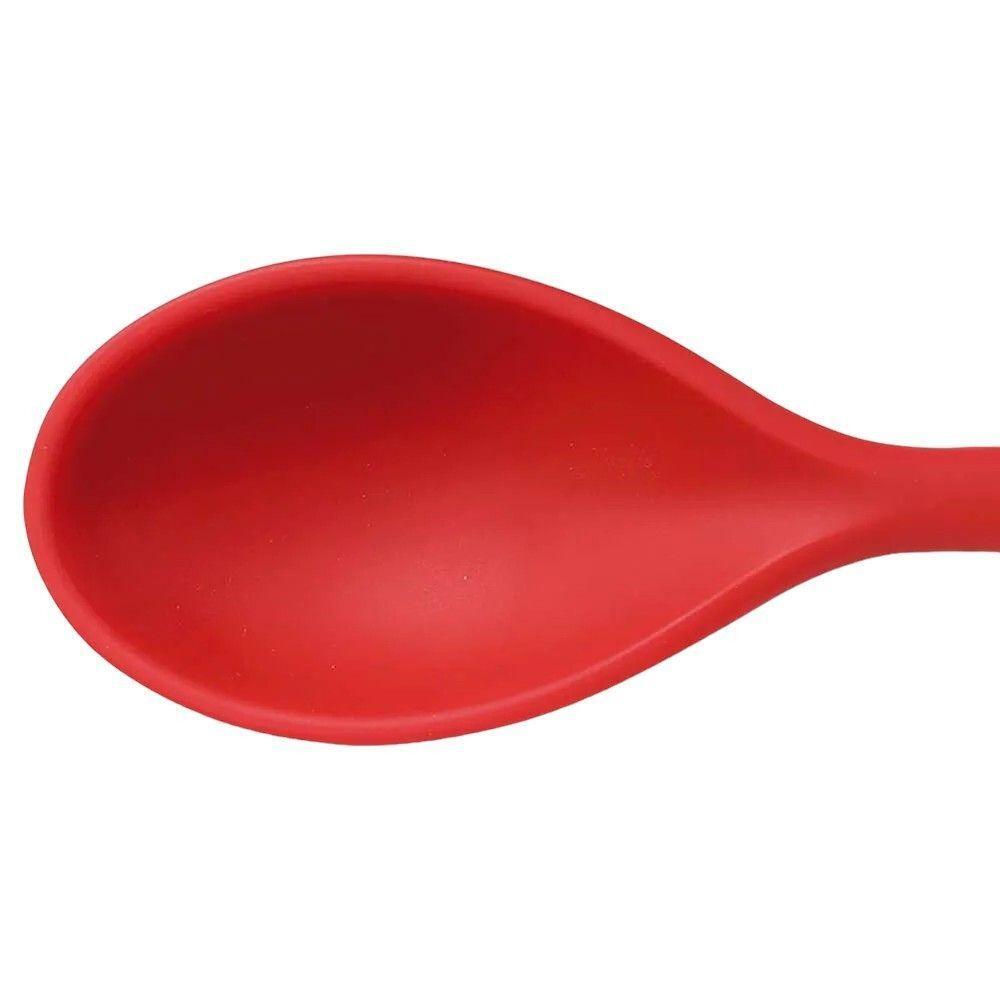 Colher De Silicone Vermelha 27,5cm Com Suporte - Sofisticação E Praticidade Na Cozinha - 3