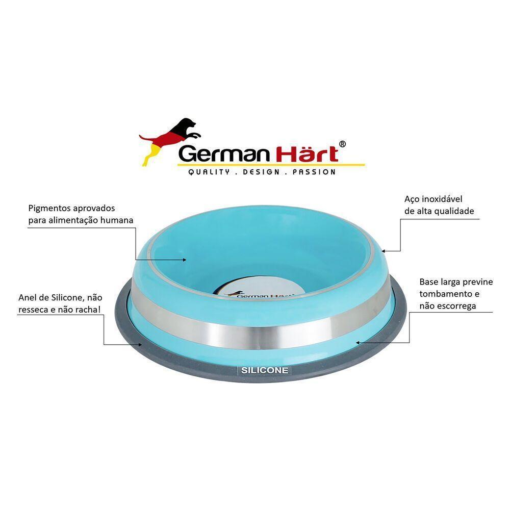 Comedouro Antiderrapante Inox Azul 450ml - Estilo E Conforto Para Seu Pet - 3