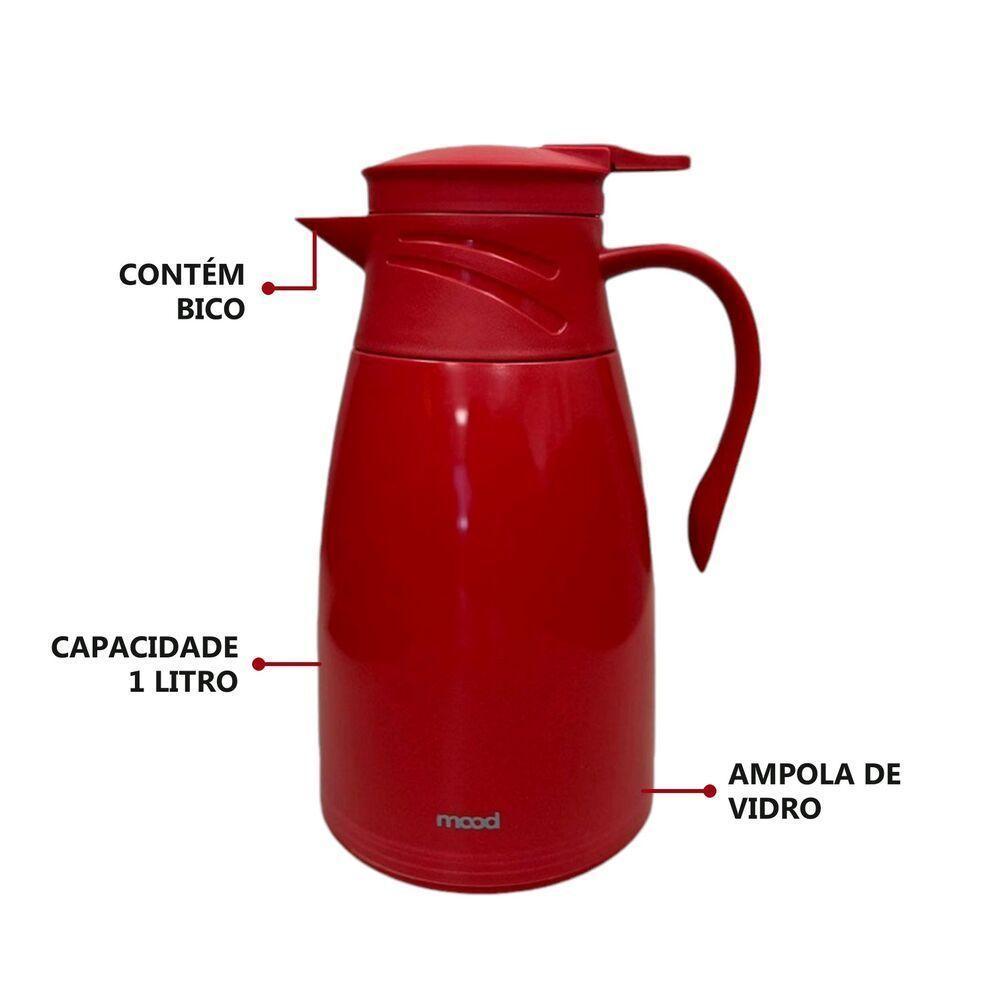 Bule Térmico Vermelho 1l - Praticidade E Elegância Para Cafés E Chás - 2