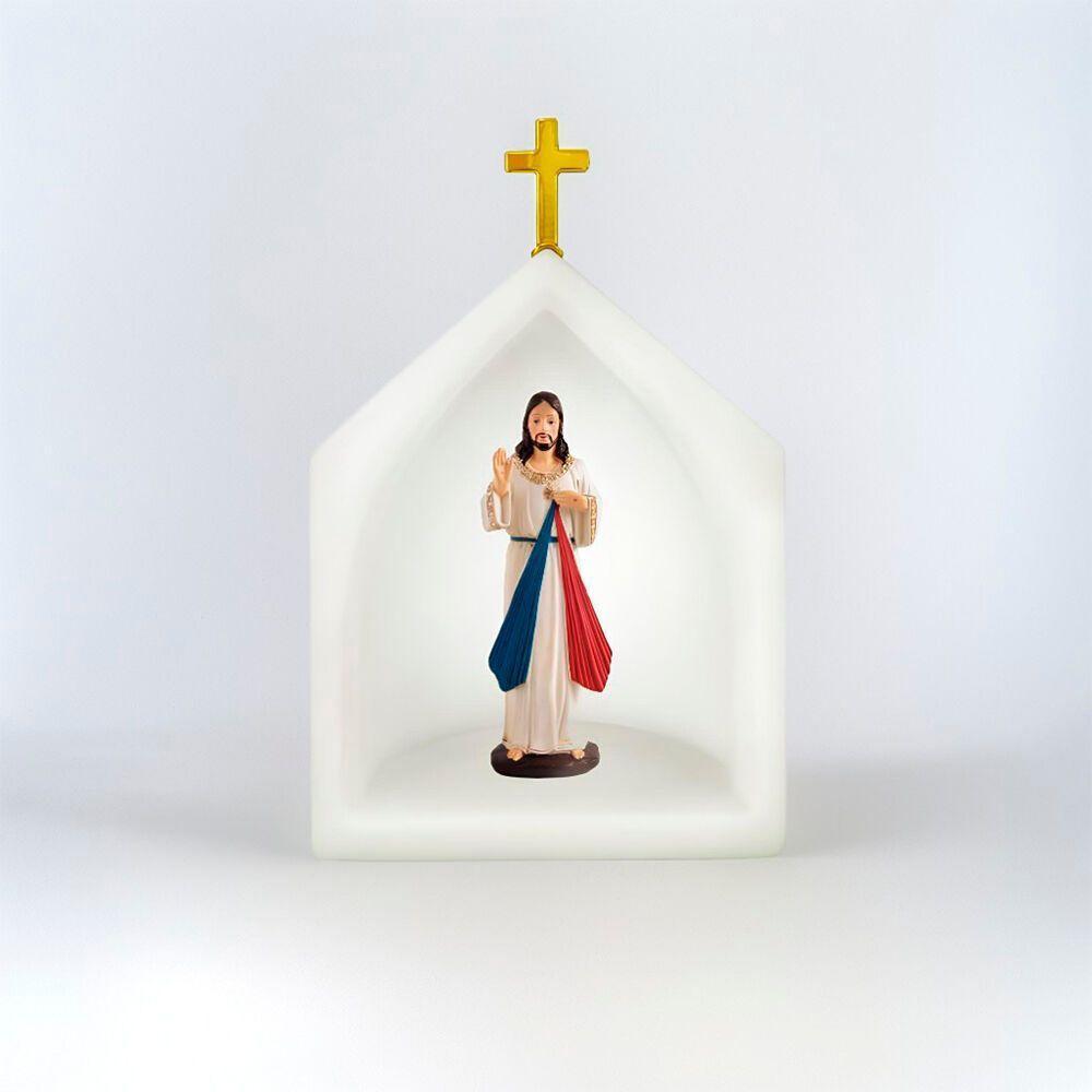 Oratório Iluminado Clássico Branco - Elegância E Luz Para Sua Devoção - 3