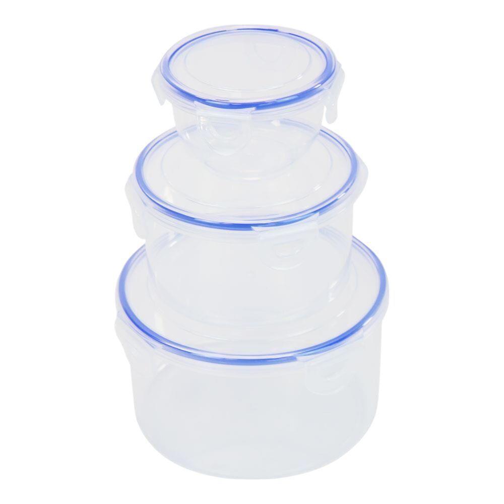 Conjunto Prático De 3 Potes Redondos Com Tampa Hermética Para Alimentos Frescos E Organizáveis - 1