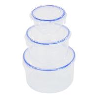 Conjunto Prático De 3 Potes Redondos Com Tampa Hermética Para Alimentos Frescos E Organizáveis - 1