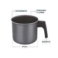 Caneco Prateado Antiaderente 1,1l - Ideal Para Leite E Bebidas Quentes - 3